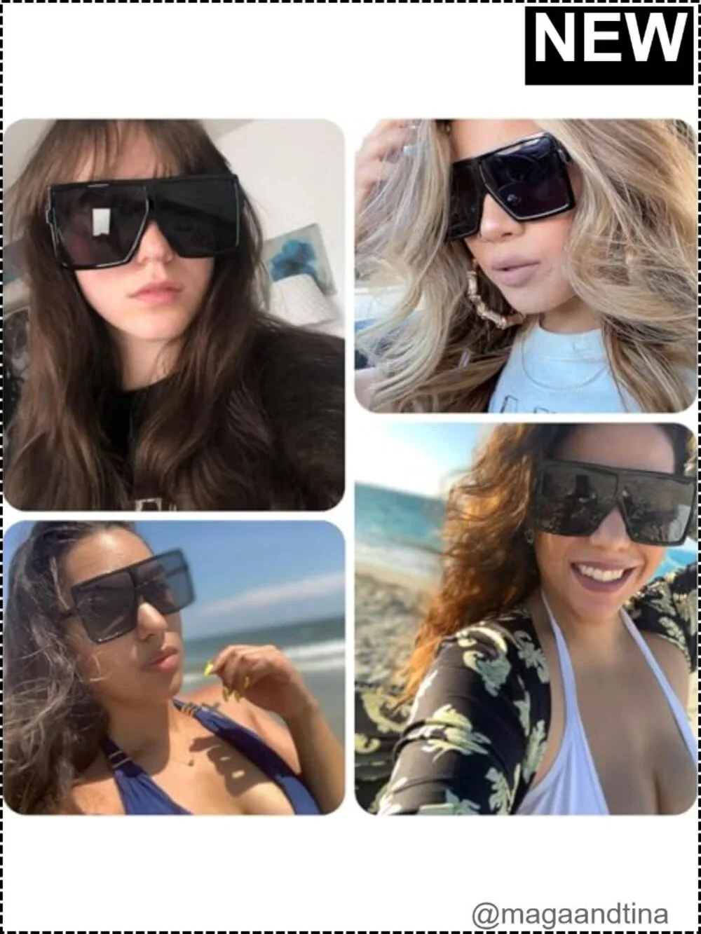 Oversized Square Sunglasses UV400 Protection Polycarbonate Lenses Unisex